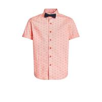 WE Fashion slim fit overhemd met afneembaar vlinderstrikje zalmroze