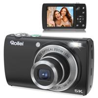 Rollei Powerflex Compact digitale camera, 64 MP, 5 K, met dubbele camera, 5 x digitale zoom, AutoFocus fotocamera met 2,8 inch touch-display, draagbaar, compacte camera, zwart, digitale