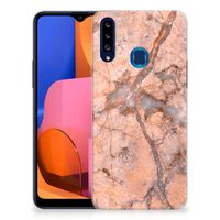 Samsung Galaxy A20s TPU Siliconen Hoesje Marmer Oranje - thumbnail