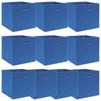 Opbergboxen 10 st 32x32x32 cm stof blauw