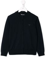 Emporio Armani Kids cardigan zippé à logo - Bleu