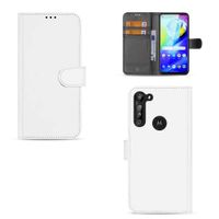 Telefoonhoesje Motorola Moto G8 Power Wallet Bookcase Wit met Pasjeshouder - thumbnail