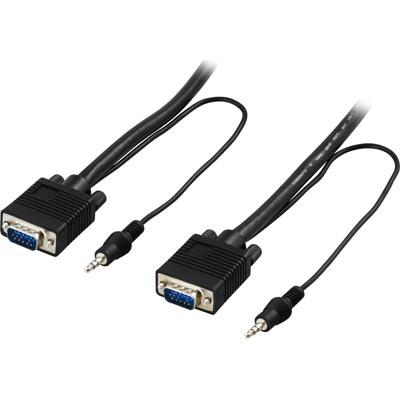 Deltaco RGB HD15 10m VGA (D-Sub) + 3.5mm VGA (D-Sub) + 3.5mm Zwart VGA kabel