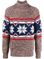 ETRO pull en maille Fair Isle à col roulé - Rouge