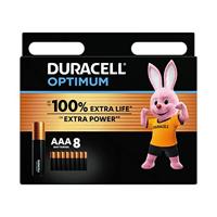 Duracell Optimum AAA-batterijen (8 stuks) - 1,5V-alkaline batterijen - Tot 100% extra levensduur of extra kracht - 100% recyclebaar, 0% plastic verpakking - LR03 MX2400