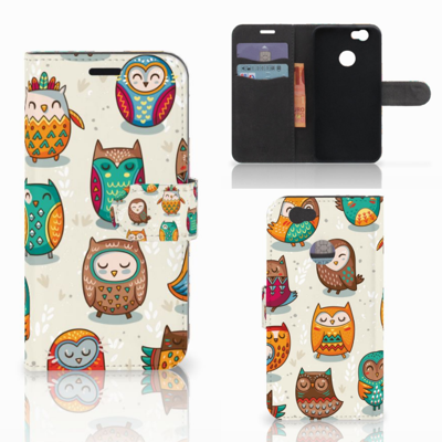 Huawei Nova Telefoonhoesje met Pasjes Vrolijke Uilen Huawei Nova Telefoonhoesje met Pasjes Vrolijke Uilen