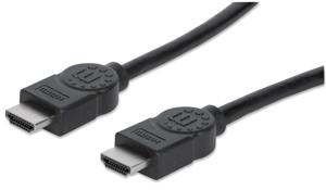 Manhattan 323192 HDMI-kabel HDMI Aansluitkabel HDMI-A-stekker, HDMI-A-stekker 1.00 m Zwart Folie afscherming, Afscherming gevlochten