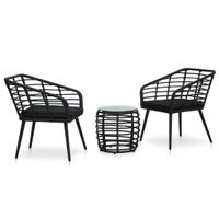 3-delige Bistroset poly rattan zwart