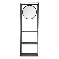 Clayre & Eef Spiegel 53x165 cm Zwart Hout Rond Grote Spiegel