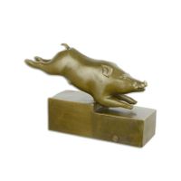 BRONZEN ART DECO BEELD VAN EEN ZWIJN - thumbnail