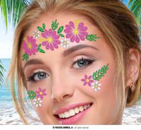 Gezicht Stickers Bloemen Roze - thumbnail