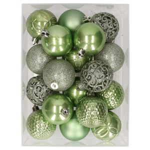 37x stuks kunststof kerstballen lichtgroen 6 cm glans/mat/glitter mix