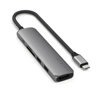 SATECHI Hub USB C 6-in-1 Slim Plus, Adapter Met HDMI 4K, PD-Lading 100W, 2 USB-A-Poorten, Micro/SD Kaartlezer, Voor MacBook, Windows En Apparaten Met Type-C Technologie, Ruimtegrijs