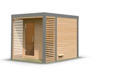 Karibu | Ares 2 Buitensauna | Onbehandeld-Grijs