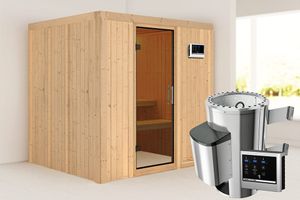 Karibu | Daria Sauna | Antracietglas | Biokachel 3,6 kW Externe Bediening