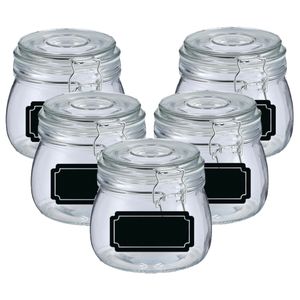 Weckpotten/inmaakpotten - 10x - 500 ml - glas - met beugelsluiting - incl. etiketten