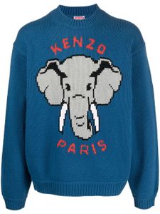 Kenzo pull en maille intarsia à manches longues - Bleu