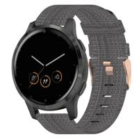 By Qubix - Compatible met Garmin Venu 3s / Vivoactive 4s / Venu 2s / Vivomove 3s / Forerunner 255s - Canvas nylon bandje - Donkergrijs - Compatible Garmin bandje