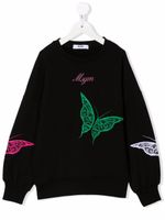 MSGM Kids sweat à papillons brodés - Noir