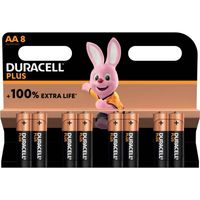 Duracell batterij Plus 100% AA, blister van 8 stuks