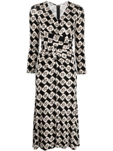 DVF Diane von Furstenberg robe mi-longue à imprimé abstrait - Noir