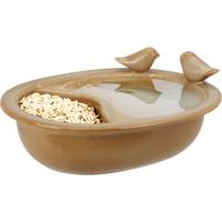 Pro Gardenvogelbad/voederschaal -  lichtbruin -  keramiek -D20 x H8 cm- drinkschaal voor tuinvogels   -