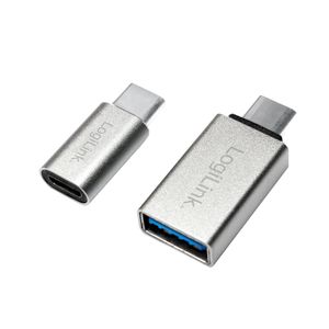 LogiLink USB 3.2 Gen 1 (USB 3.0) Adapter [1x USB-C stekker - 1x Micro-USB 2.0 B bus, USB 3.2 Gen 1 bus A (USB 3.0)] AU0040