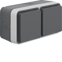 Berker 47753525 W.1 (opbouw) Wandcontactdoos dubbel spatwaterdicht Grijs, Lichtgrijs 1 stuk(s)