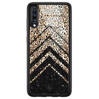 Samsung Galaxy A50 glazen hardcase - Chevron luipaard