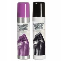 Guirca Haarspray/bodypaint spray - 2x kleuren - paars en zwart - 75 ml