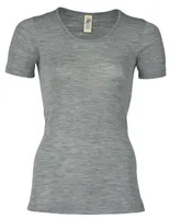 Dames T-Shirt Zijde Wol Engel Natur, Kleur Grijs, Maat 38/40 - Medium