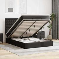 vidaXL Ottoman bed met matras en LED's 140x200cm kunstleer zwart