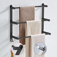 wandhanddoekrek met haken, roestvrijstalen 3-laags handdoekstang opslagplank voor badkamer 30cm ~ 70cm handdoekhouder handdoekhouder handdoekhanger Lightinthebox