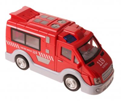 2 Play brandweerwagen met licht en geluid 17 cm rood