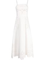 Elie Saab robe mi-longue Drill à fleurs brodées - Blanc