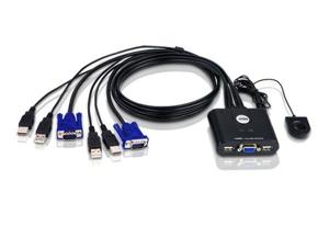 ATEN 2-Poorts USB VGA-kabel KVM-switch met externe poortselectieschakelaar