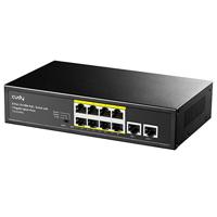 Cudy FS1010PG 8-poorts PoE + switch met 2 Gigabit uplinkpoorten 120 W, 8 * 10/100 Mbit/s PoE+ @ 120 W, Extend/VLAN-modus, 802.3af / at Standard, ventilatorloos, Watchdog, Plug & Play