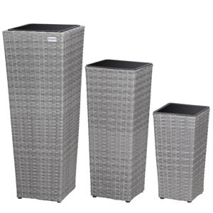 Casaria Bloempotten - 3 stuks - Polyrattan