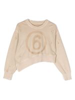 MM6 Maison Margiela Kids sweat asymétrique à effet usé - Tons neutres