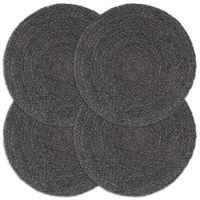 Placemats 4 st rond 38 cm jute donkergrijs