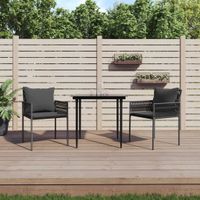 Tuinstoelen 2 st met kussens 54x61x83 cm poly rattan zwart - thumbnail