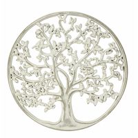 Wanddecoratie Tree of Life/Levensboom ornament - Mdf hout - Dia 30 cm - wit - thumbnail