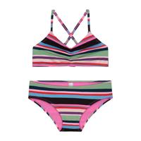 Shiwi gestreepte crop bikini Mod roze/blauw