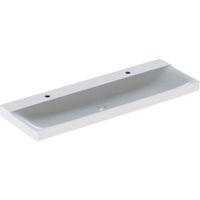 Geberit Xeno2 wastafel 140x48x14cm 2 kraangaten zonder overloop keramiek KeraTect wit 500926001 - thumbnail