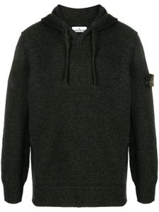 Stone Island hoodie en maille nervurée à patch Compass - Noir