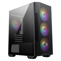 MSI MAG FORGE M100R Mini Tower-pc-hoes - Gehard glas, Micro-ATX- en Mini-ITX-functionaliteit, voorpaneel van mesh, 4 x 120 mm ARGB-ventilatoren met hubcontroller, magnetisch stoffilter, USB 3.2 Gen 1 Type-A-poort