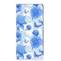 Smart Cover voor Motorola Moto G84 Flowers Blue