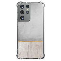 Samsung Galaxy S21 Ultra Stevig Telefoonhoesje Wood Concrete