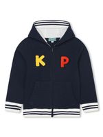 Kenzo Kids hoodie zippé à logo intarsia - Bleu