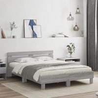 vidaXL Bedframe met hoofdeinde en LED grijs sonoma eiken 140x190 cm, bed, bedbodem, logeerbed, 2-persoons bed, slaapkamermeubel